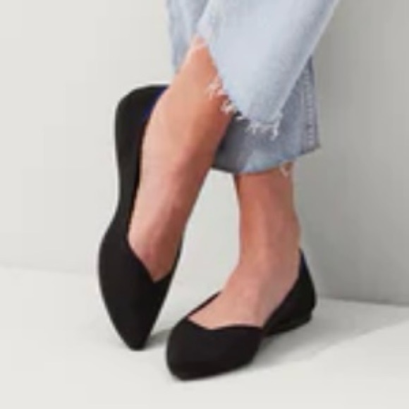 ROTHY’S The Point Black Fabric Ballet Flats 6 - Picture 2 of 15